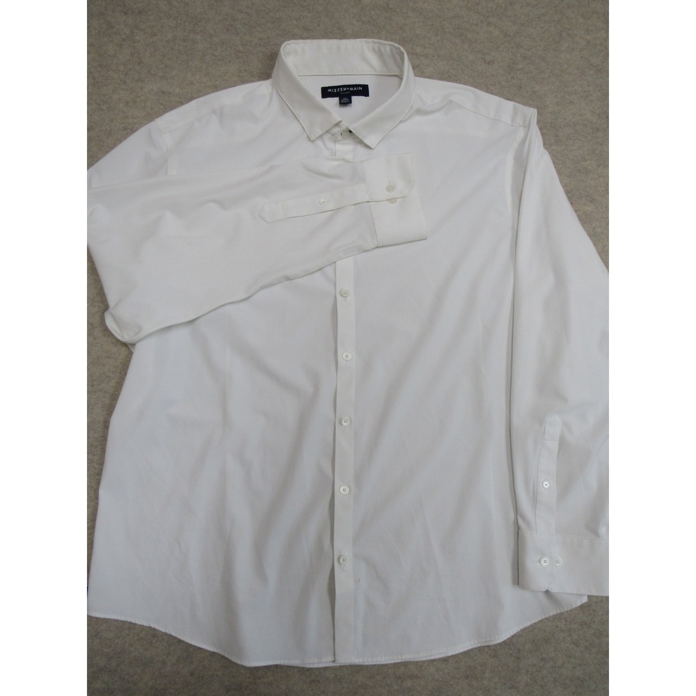 Mizzen+Main Leeward White No Tuck Dress Shirt Mens XXL Classic Fit 1WS-0904 - Picture 2 of 8